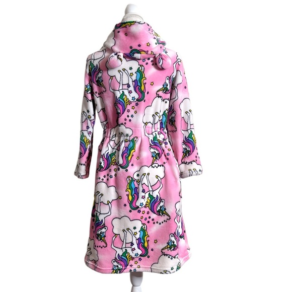 Girls Unicorn Hooded Plush Bathrobe Soft Kawaii Fleece Robe Swim Cover-Up Sz. 12 - Picture 3 of 7